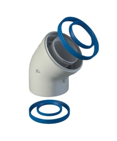 CODO SALIDA DE GASES COAXIAL 45º H-H 80/110